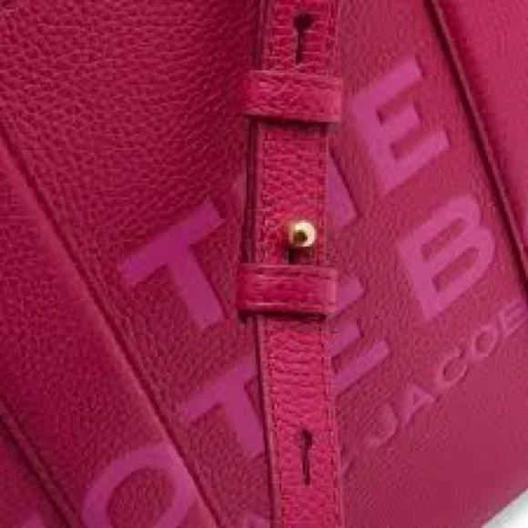 MARC JACOBS The Leather Medium Tote Bag Lipstick Pink - Picture 3 of 12